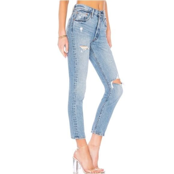 NWT Levi’s 501 High Rise Distressed Jeans in Can't Touch This Size 24 - Picture 16 of 16